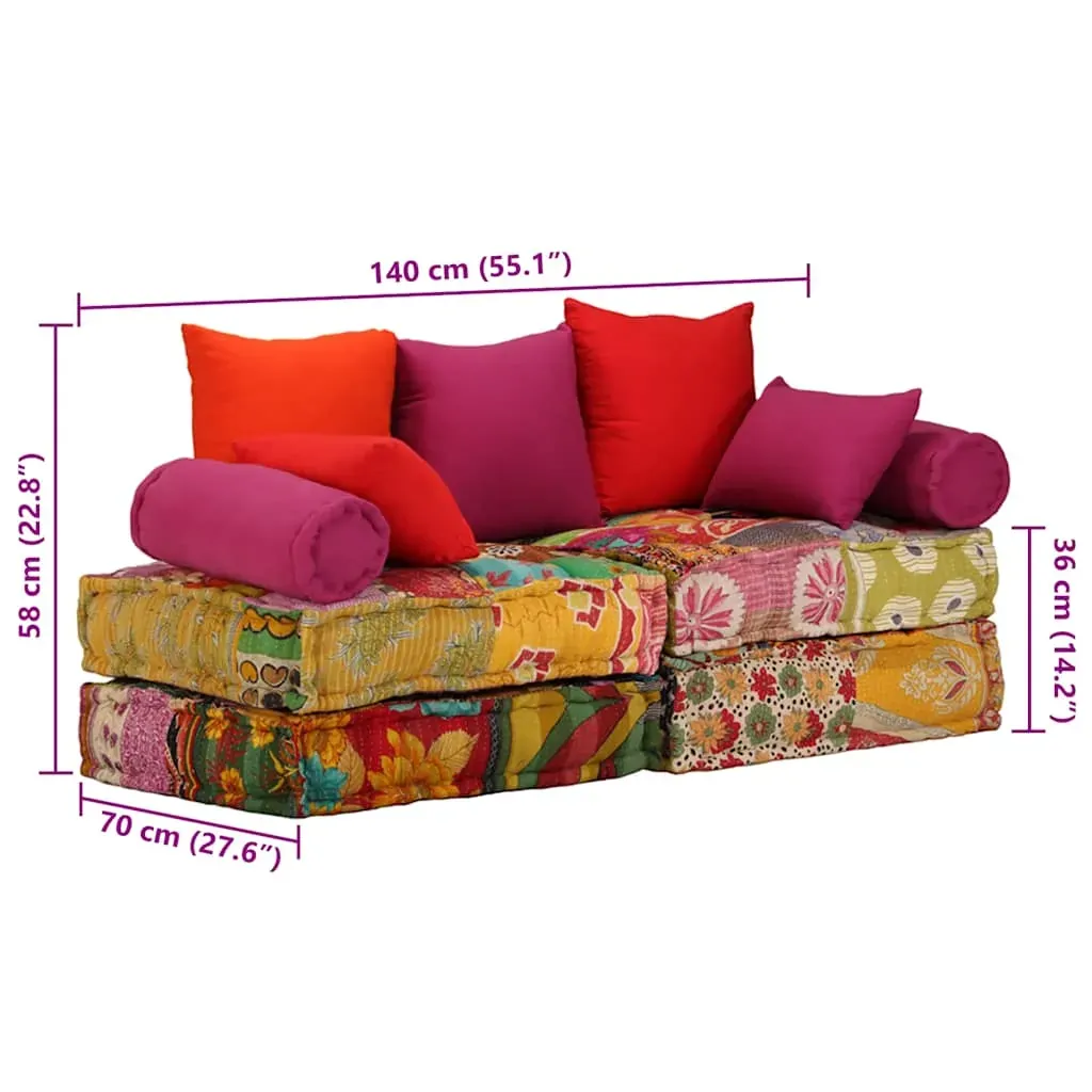 2-Seater Modular Pouffe Patchwork Fabric Price