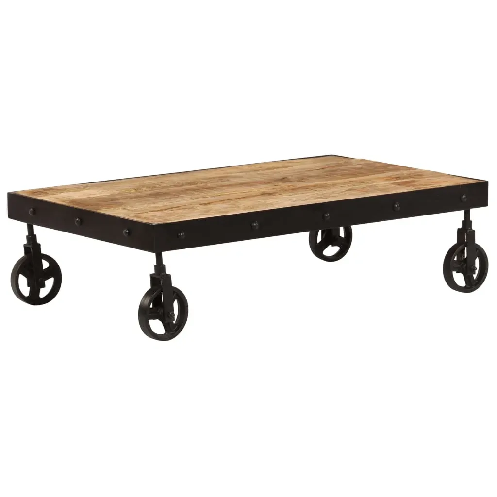 Coffee Table with Wheels Solid Mango Wood 100x60x26 cm Price