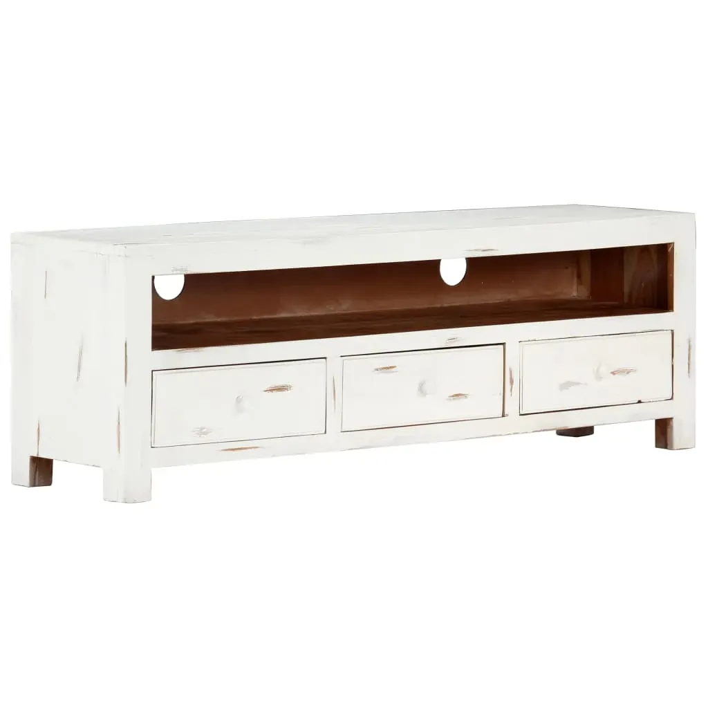 TV Cabinet White 120x30x40 cm Solid Acacia Wood Price