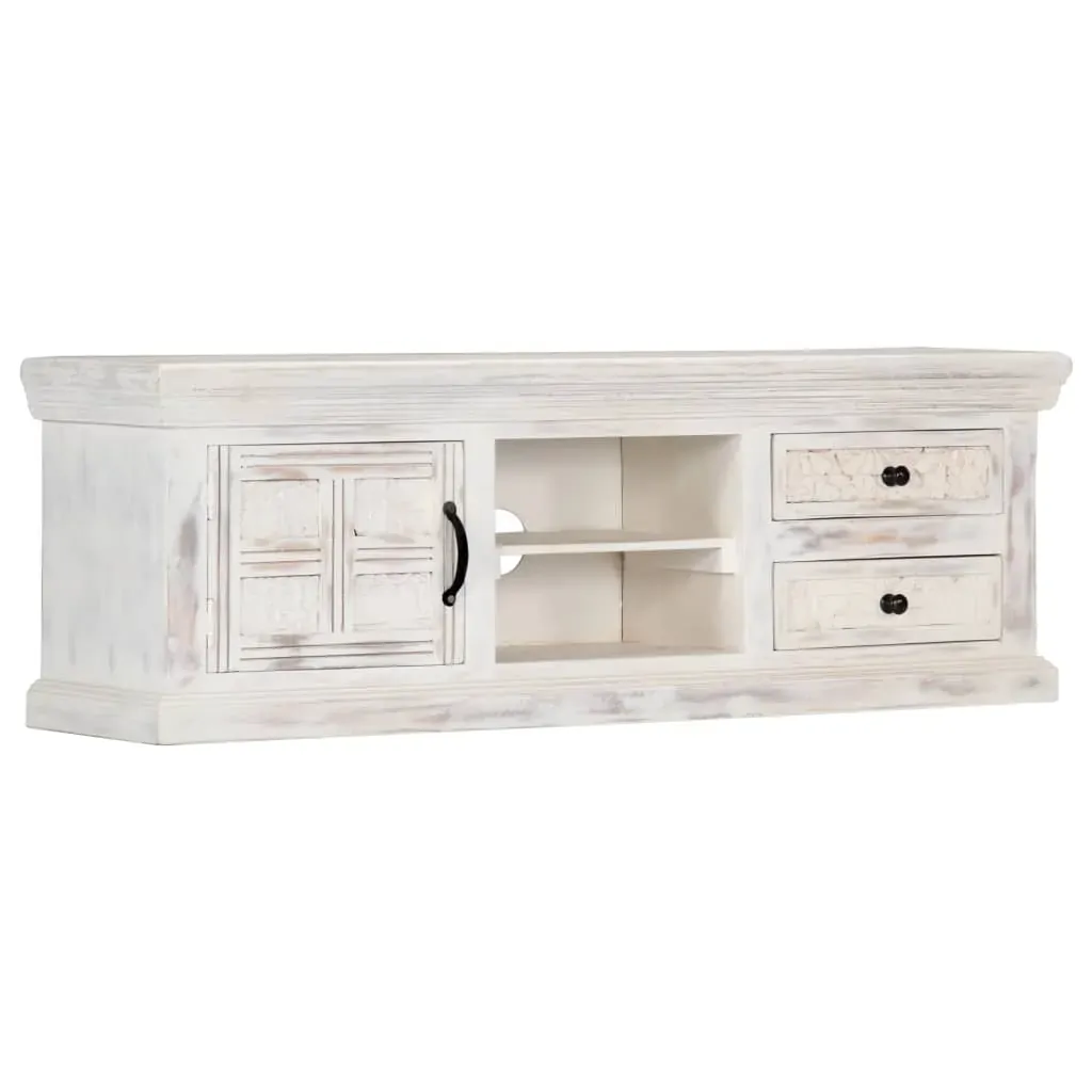 TV Cabinet White 120x30x40 cm Solid Mango Wood Price