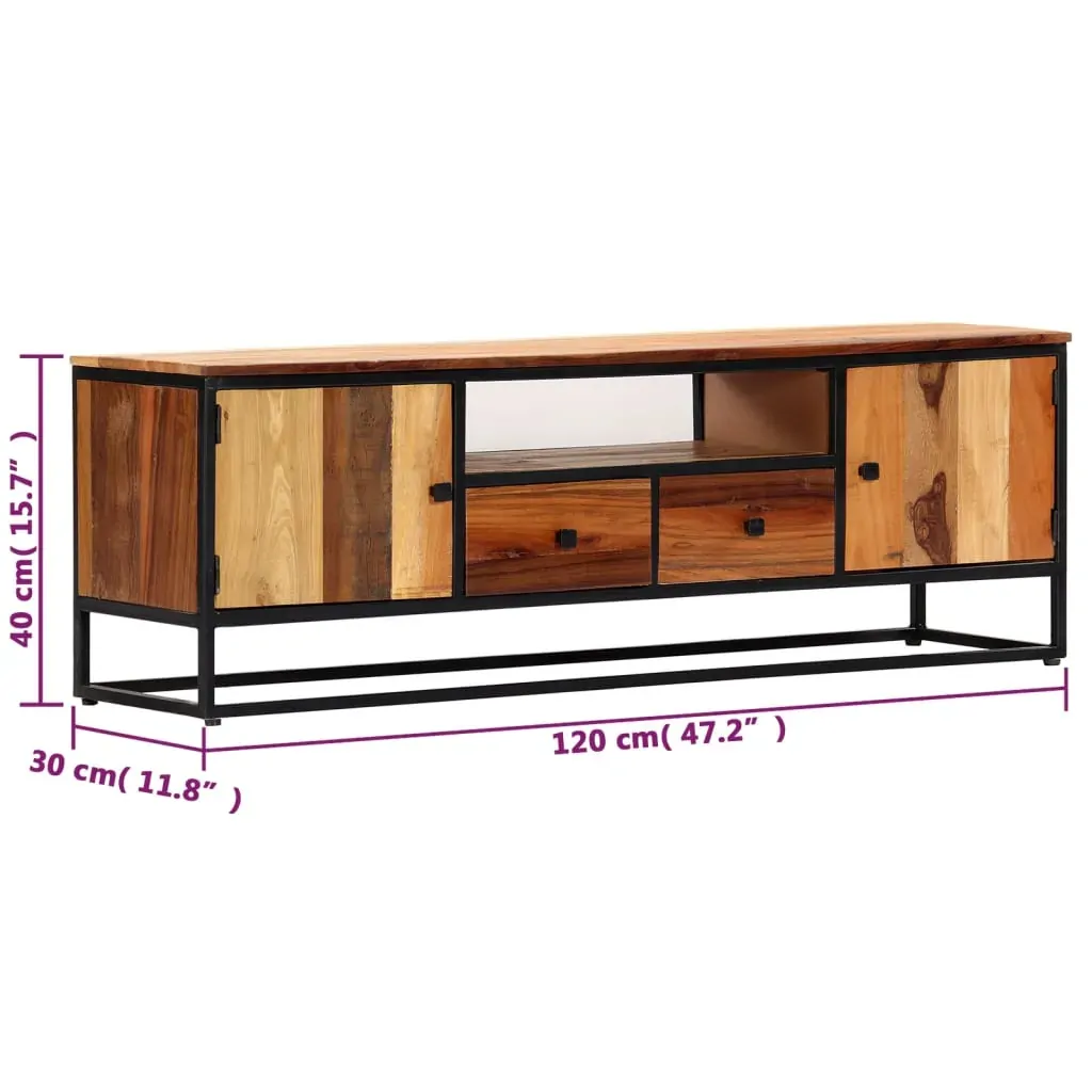TV Cabinet 120x30x40 cm Solid Reclaimed Wood and Steel Price