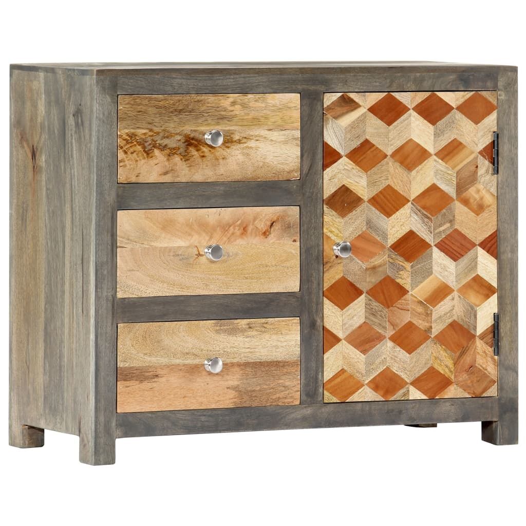 Side Cabinet Grey 75x30x60 cm Solid Mango Wood Price