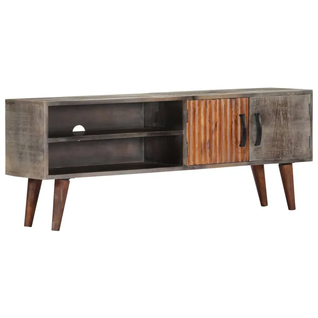 TV Cabinet Grey 130x30x46 cm Solid Rough Mango Wood Price