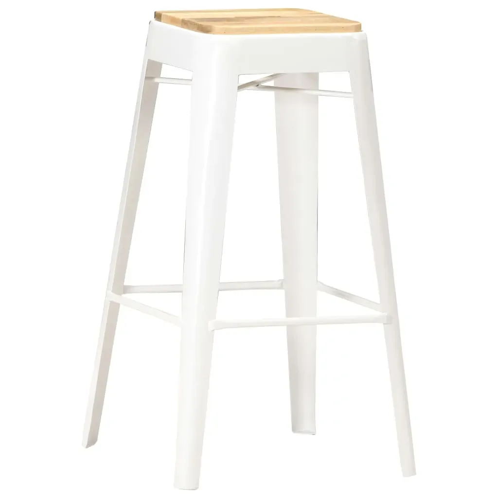 Bar Stools 4 pcs White Solid Mango Wood Price