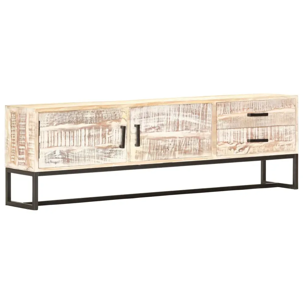 TV Cabinet White 140x30x45 cm Solid Acacia Wood Price