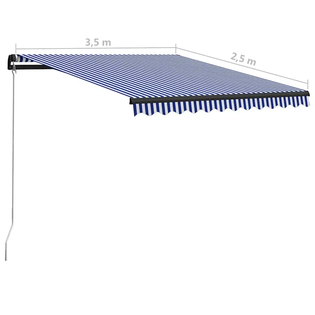 Manual Retractable Awning with LED 350x250 cm Blue and White Price