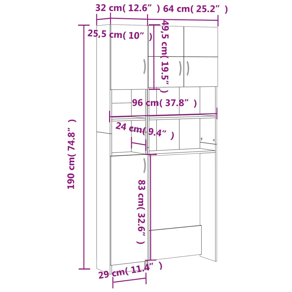 Washing Machine Cabinet Set White Engineered Wood Price