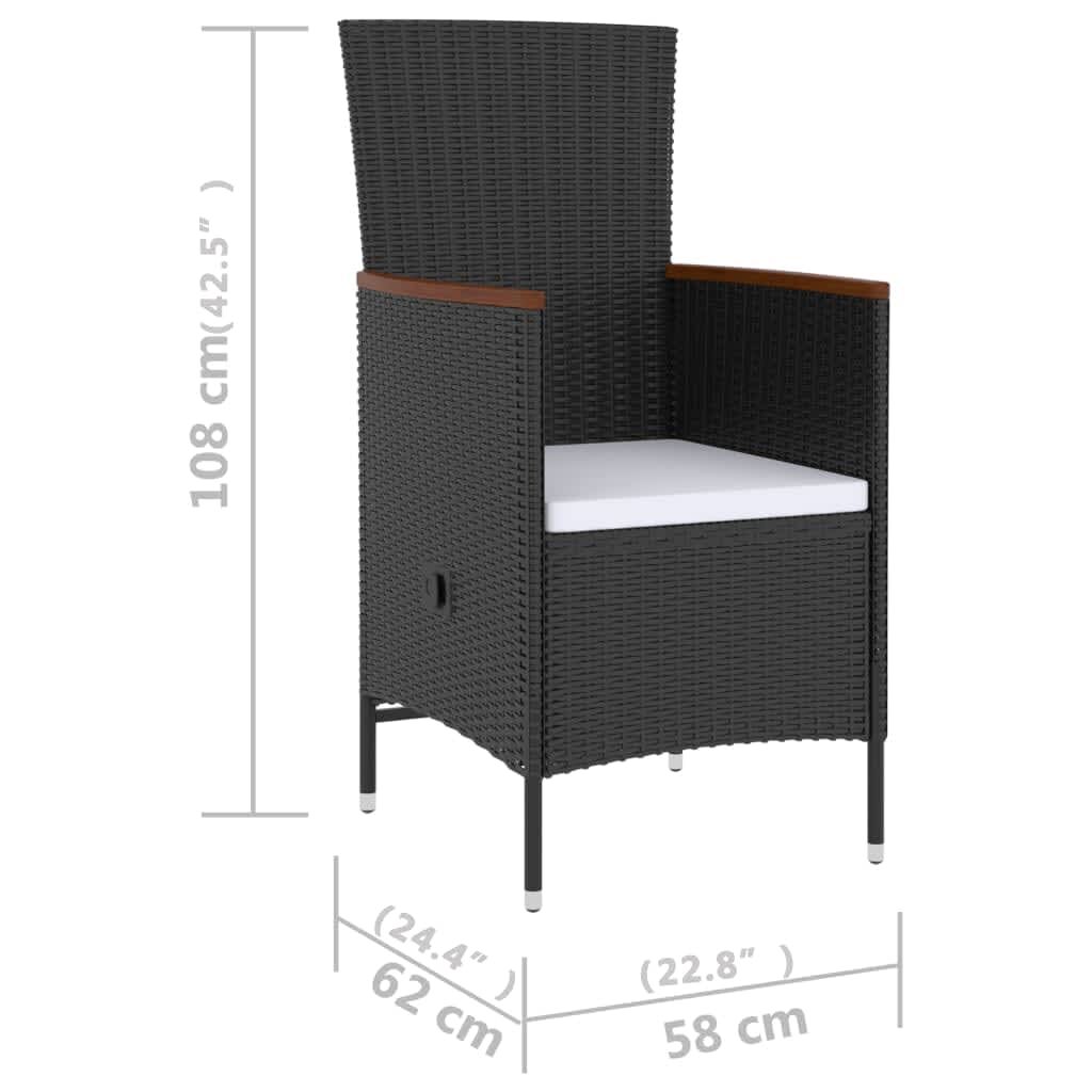 5 Piece Outdoor Dining Set with Cushions Poly Rattan Black Price