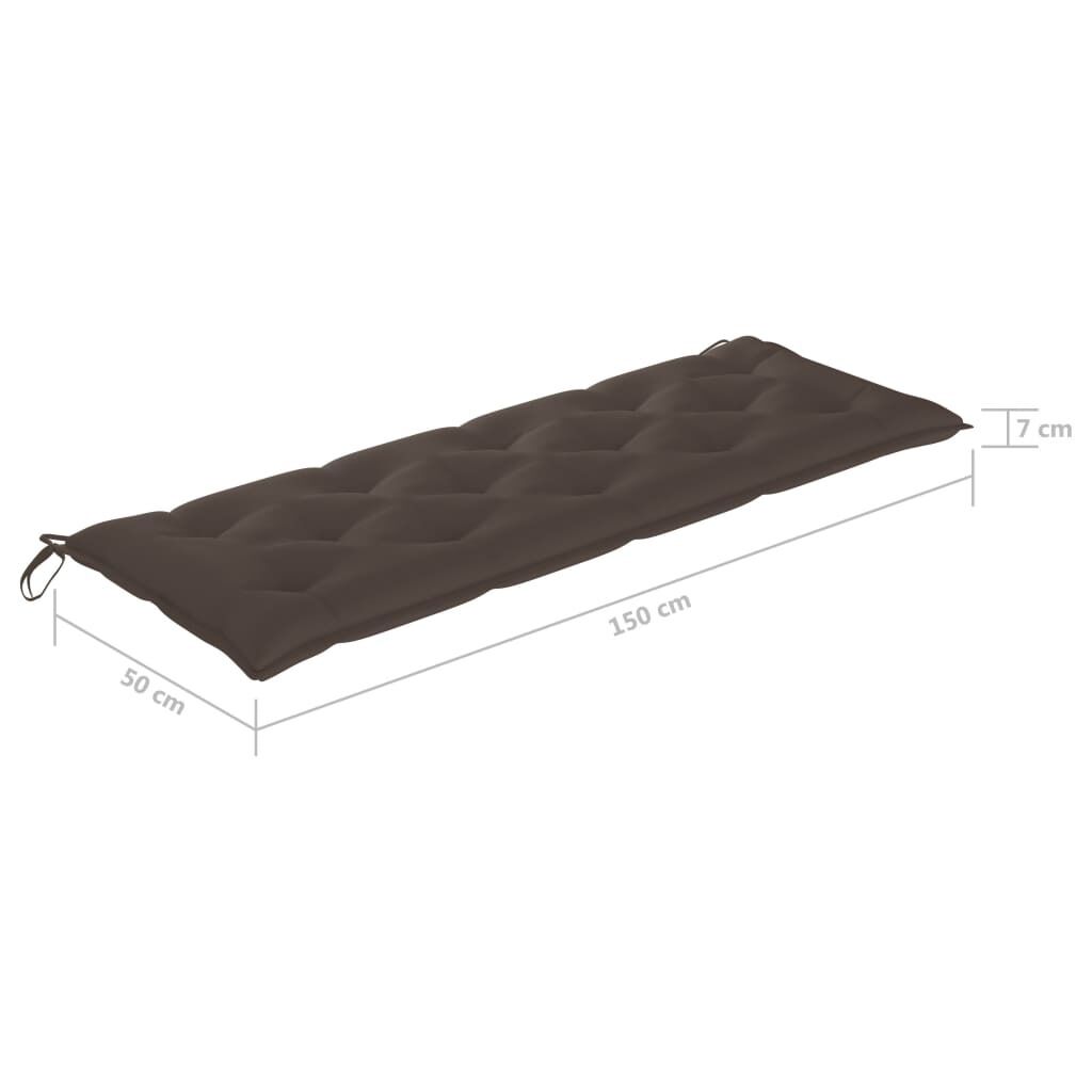 3-Seater Garden Bench with Cushion 150 cm Grey Eucalyptus Wood Price