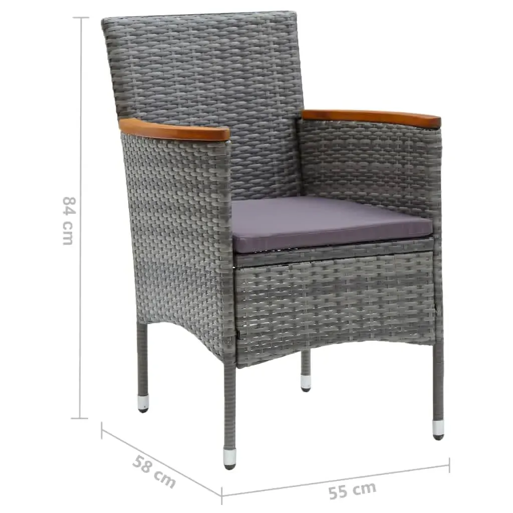 5 Piece Garden Dining Set with Cushions Poly Rattan Grey Price
