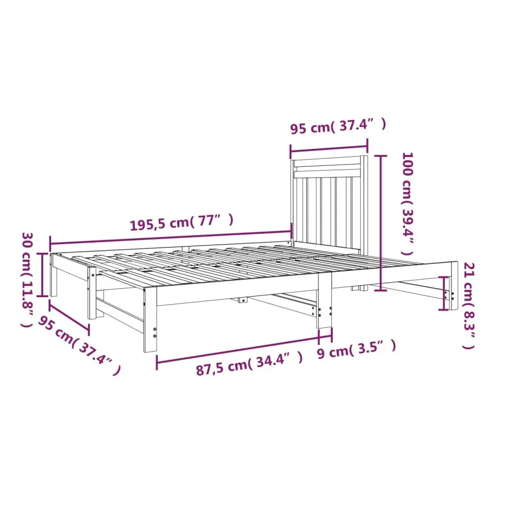 Pull-out Day Bed without Mattress 2x(90x190) cm Price