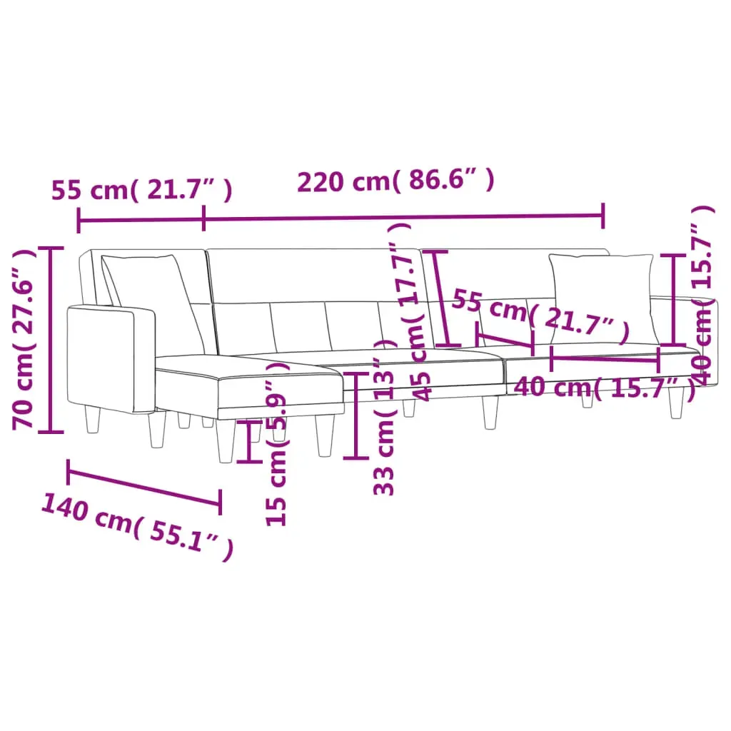 L-shaped Sofa Bed Dark Grey 275x140x70 cm Fabric Price