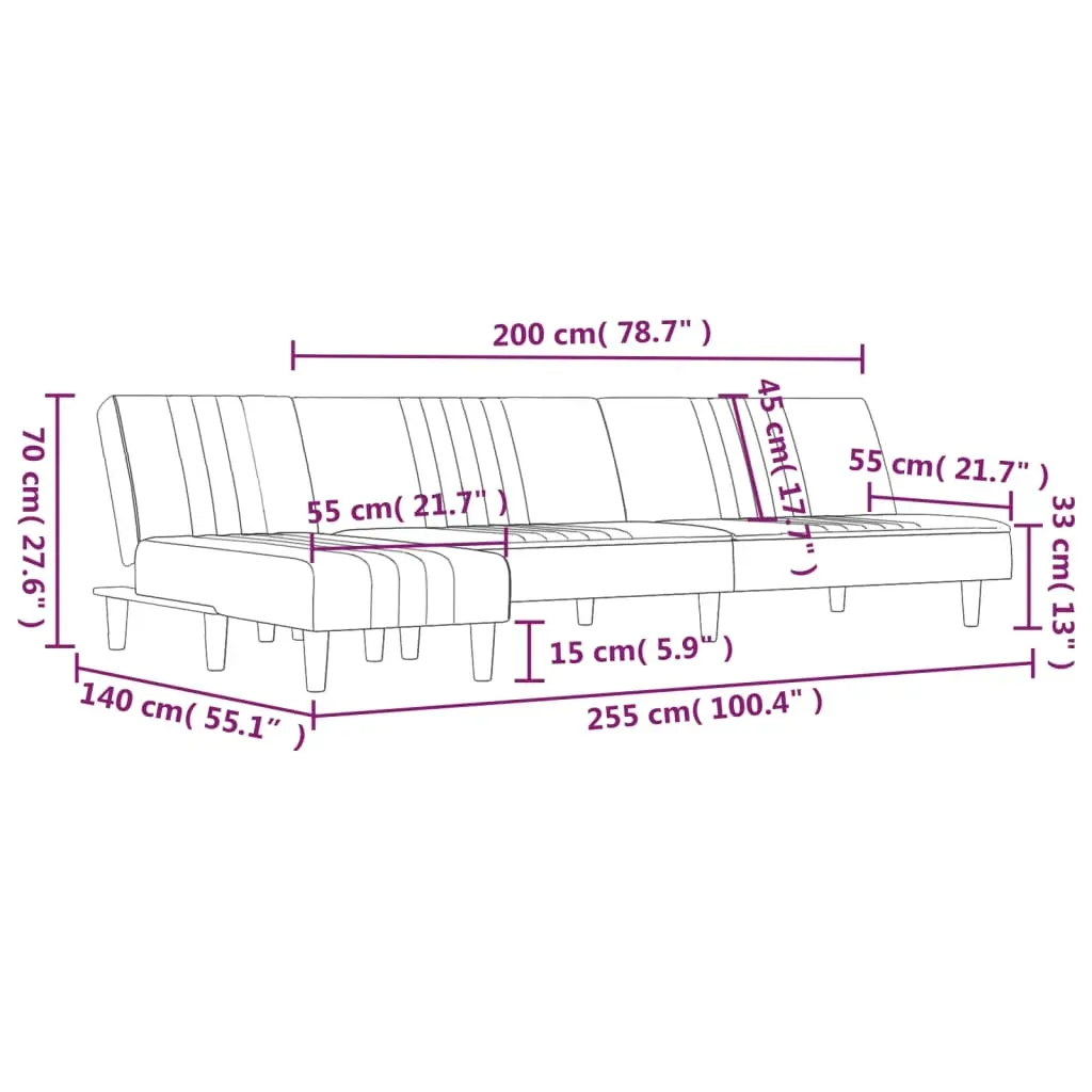 L-shaped Sofa Bed Dark Grey 255x140x70 cm Fabric Price