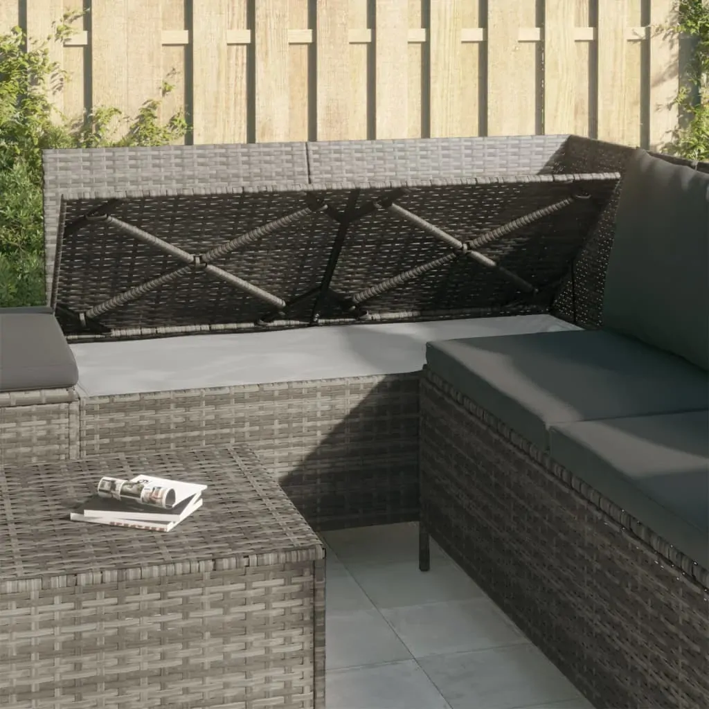 4 Piece Garden Lounge Set with Cushions Grey Poly Rattan Price