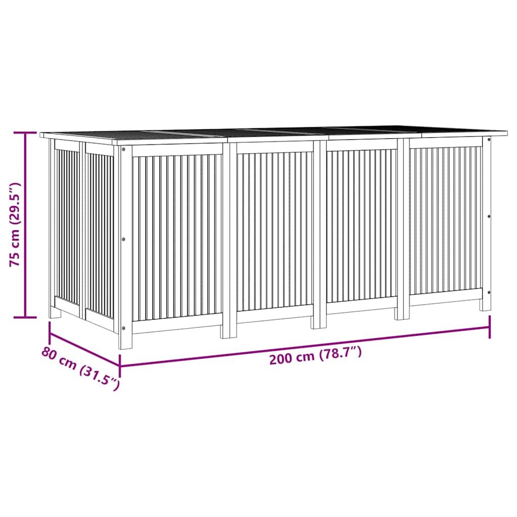 Garden Storage Box 200x80x75 cm Solid Wood Acacia Price