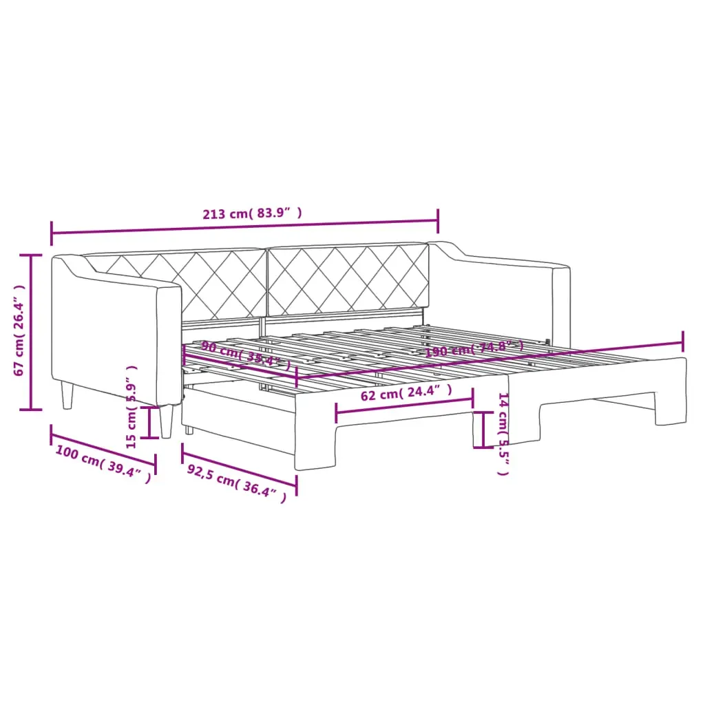 Daybed with Trundle without Mattress Dark Grey 90x190 cm Price