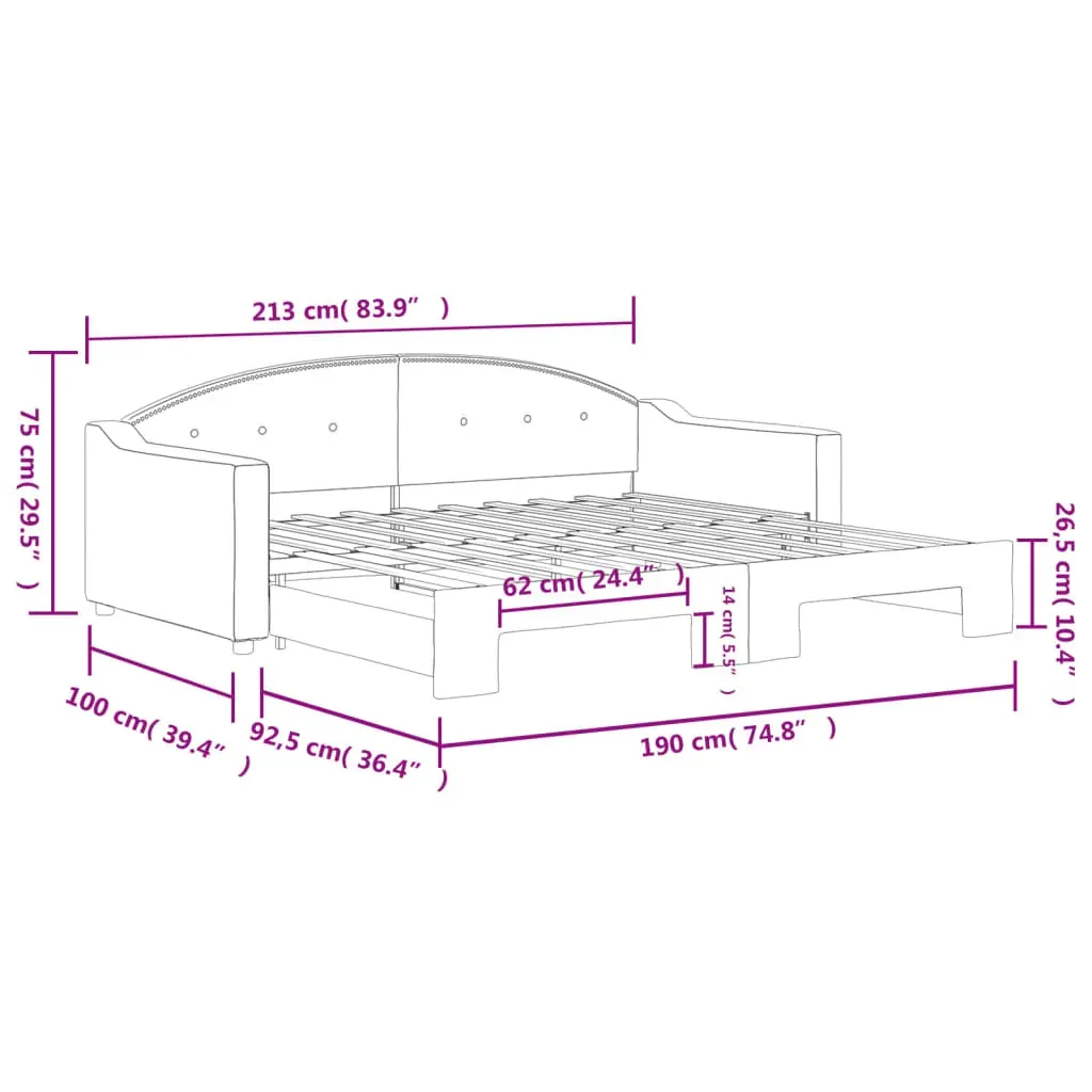 Daybed with Trundle without Mattress Dark Grey 90x190 cm Price