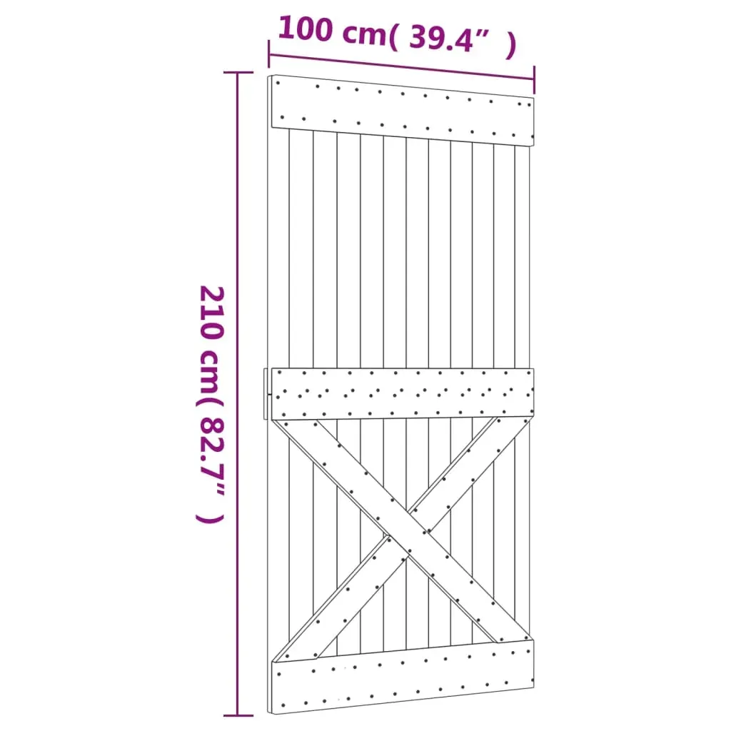 Sliding Door with Hardware Set 100x210 cm Solid Wood Pine Price