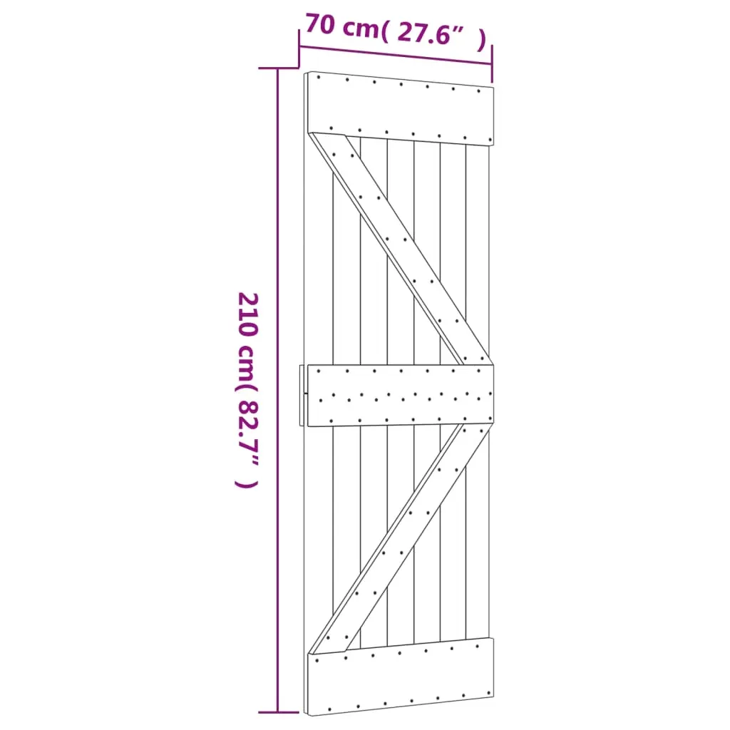 Sliding Door with Hardware Set 70x210 cm Solid Wood Pine Price