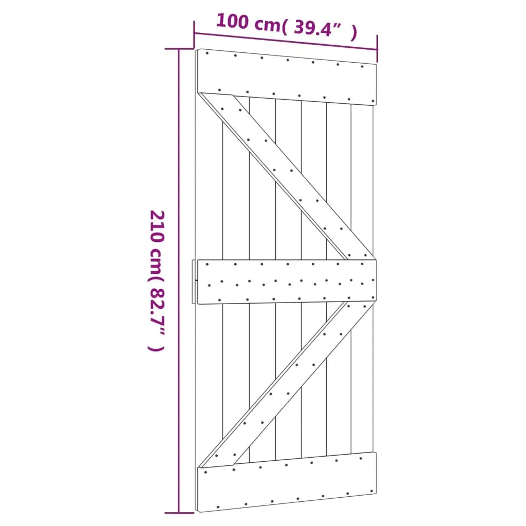 Sliding Door with Hardware Set 100x210 cm Solid Wood Pine Price