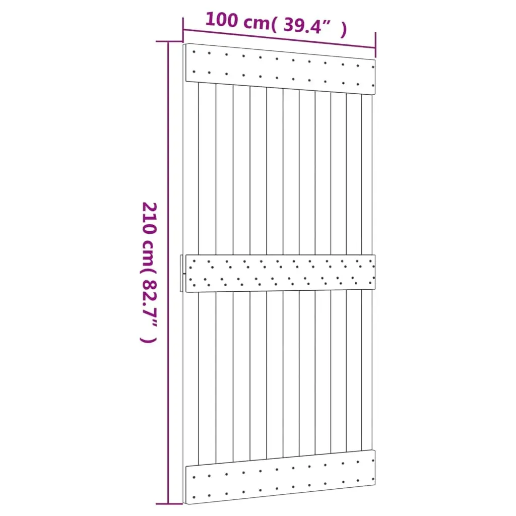 Sliding Door with Hardware Set 100x210 cm Solid Wood Pine Price