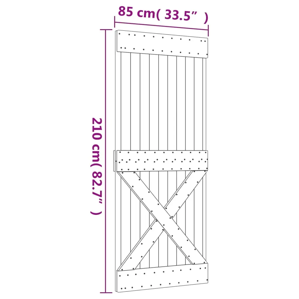 Sliding Door with Hardware Set 85x210 cm Solid Wood Pine Price