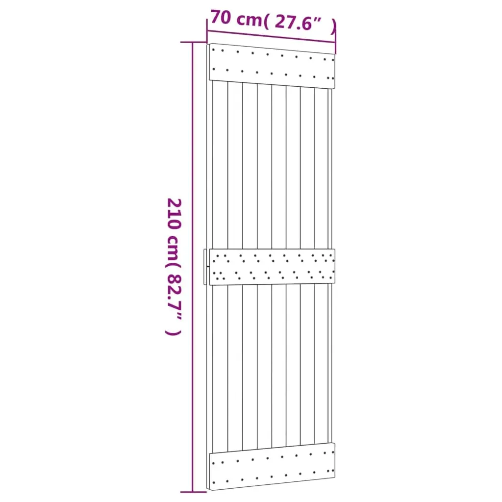 Sliding Door with Hardware Set 70x210 cm Solid Wood Pine Price
