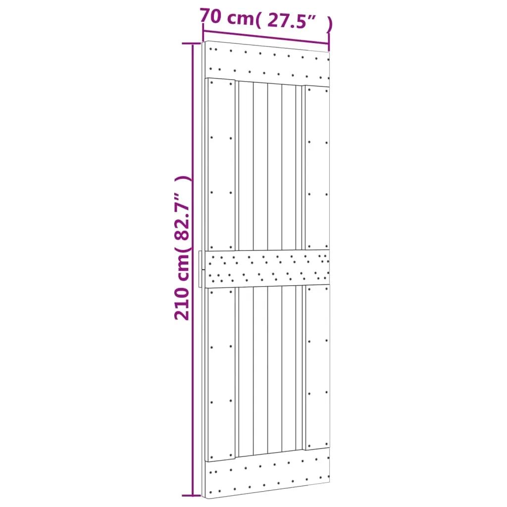 Sliding Door with Hardware Set 70x210 cm Solid Wood Pine Price
