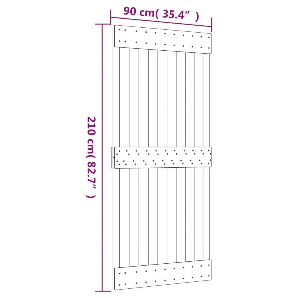 Sliding Door with Hardware Set 90x210 cm Solid Wood Pine Price