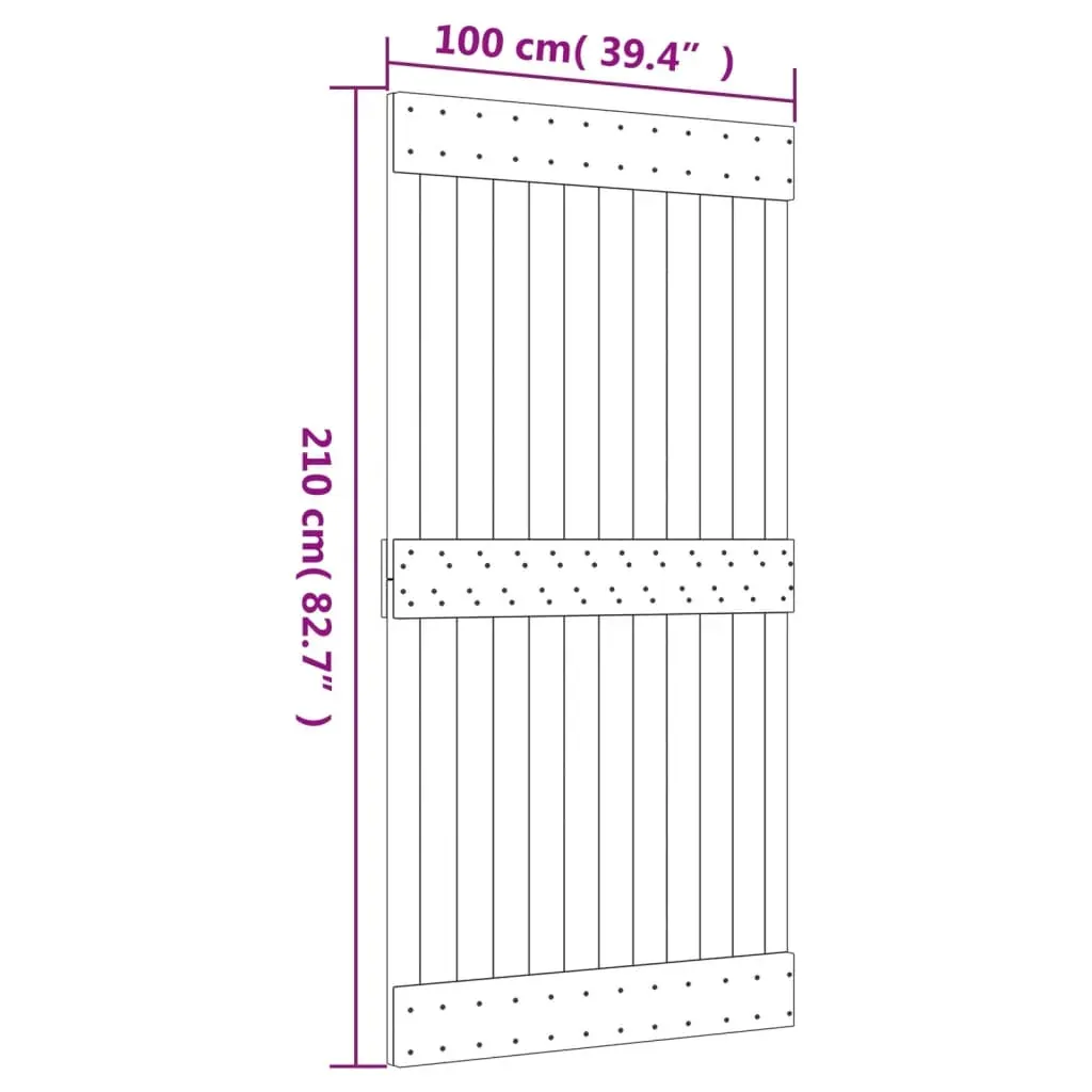 Sliding Door with Hardware Set 100x210 cm Solid Wood Pine Price