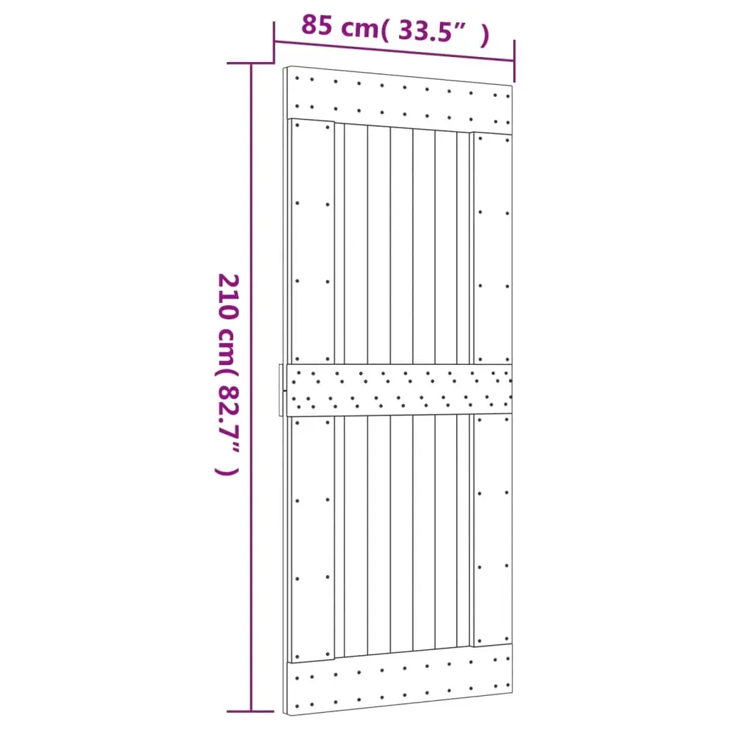 Sliding Door with Hardware Set 85x210 cm Solid Wood Pine Price