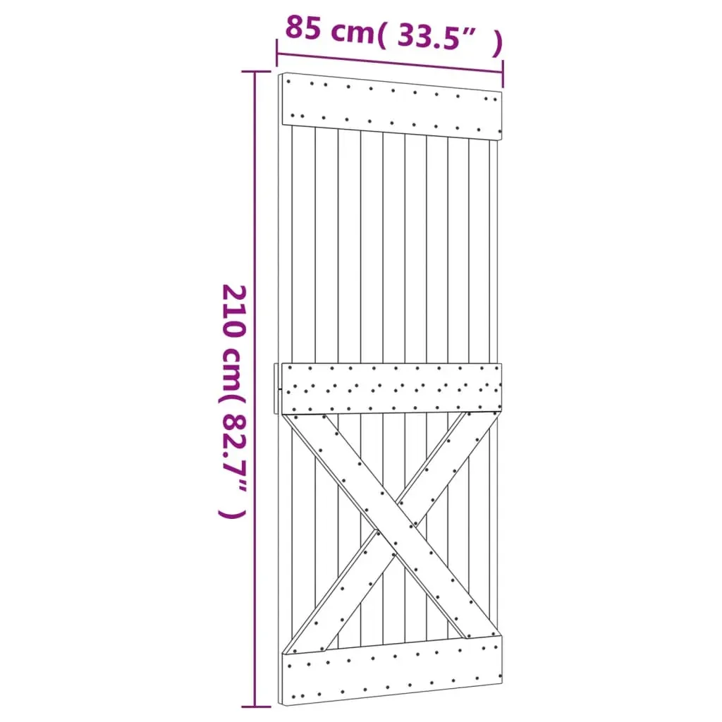 Sliding Door with Hardware Set 85x210 cm Solid Wood Pine Price