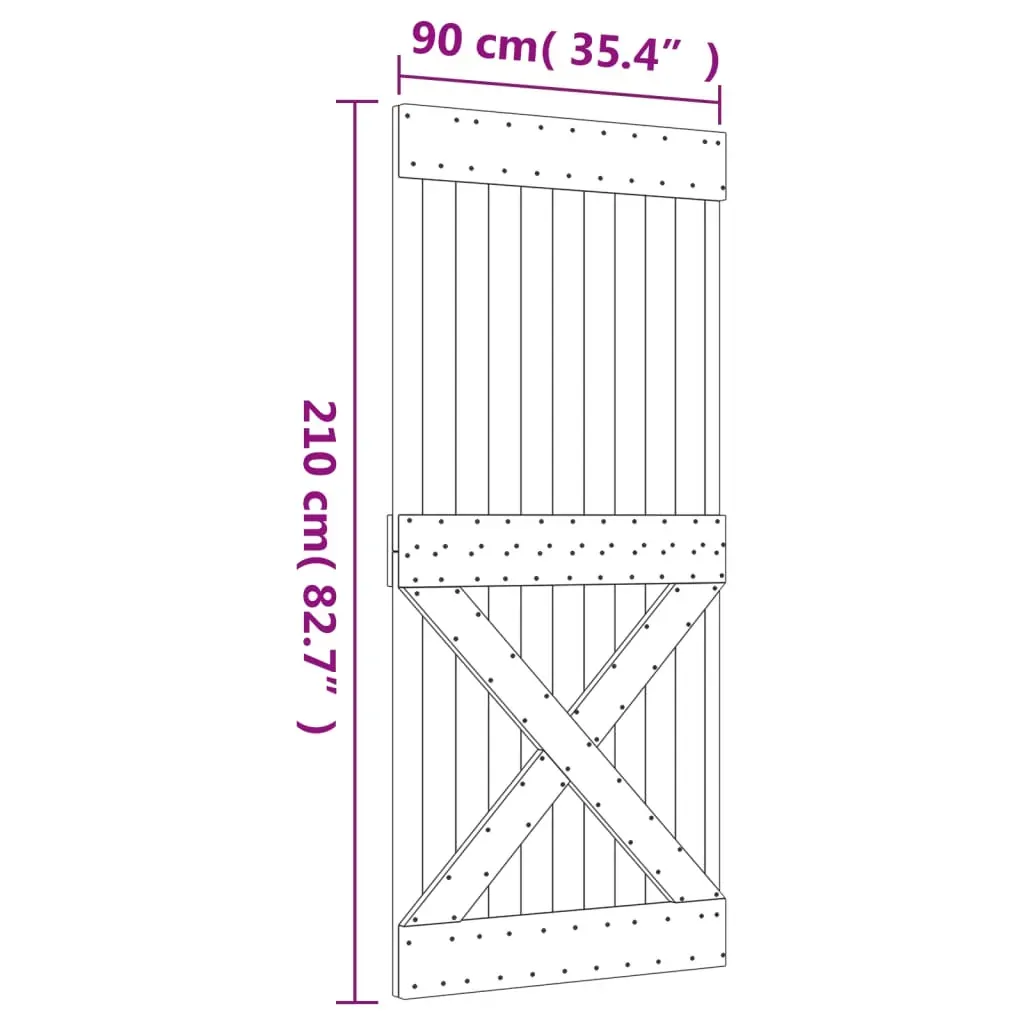 Sliding Door with Hardware Set 90x210 cm Solid Wood Pine Price
