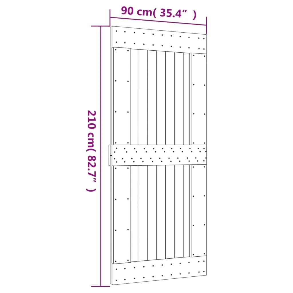 Sliding Door with Hardware Set 90x210 cm Solid Wood Pine Price