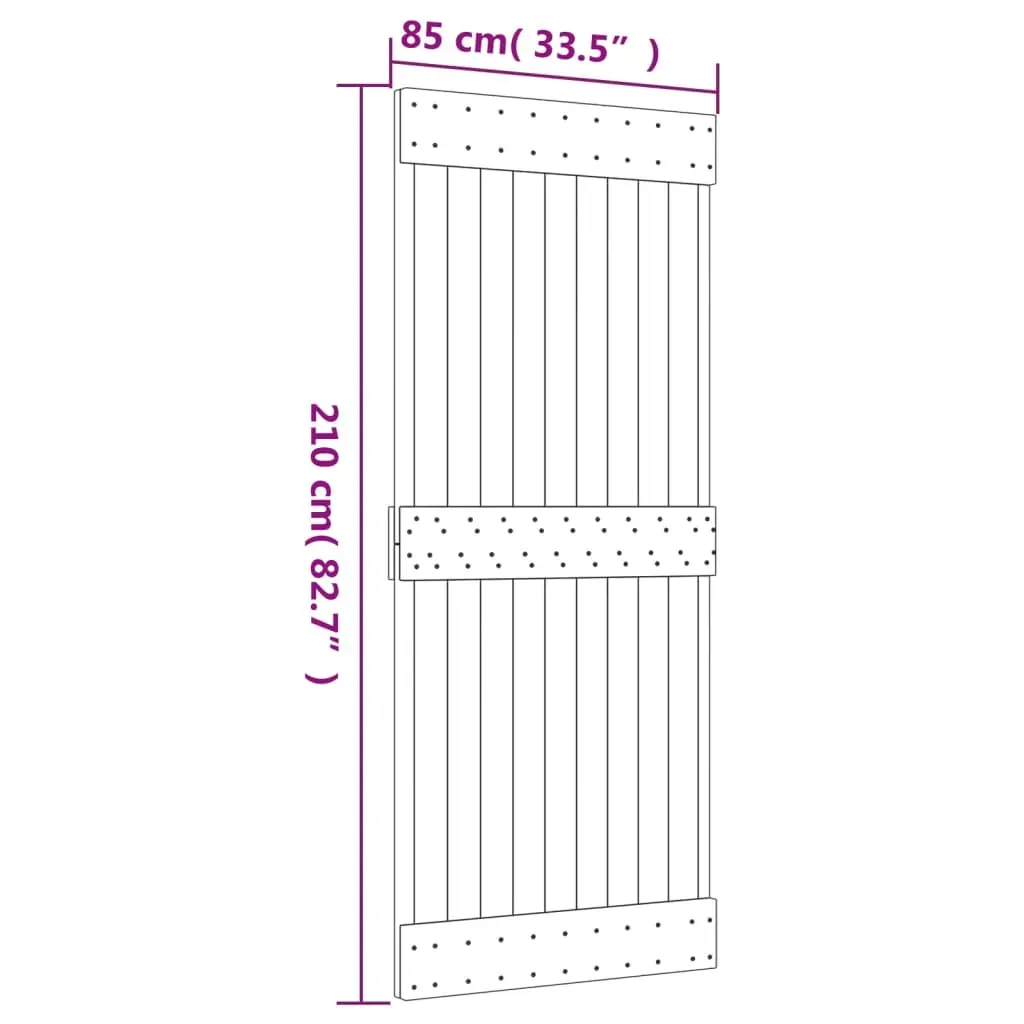 Sliding Door with Hardware Set 85x210 cm Solid Wood Pine Price