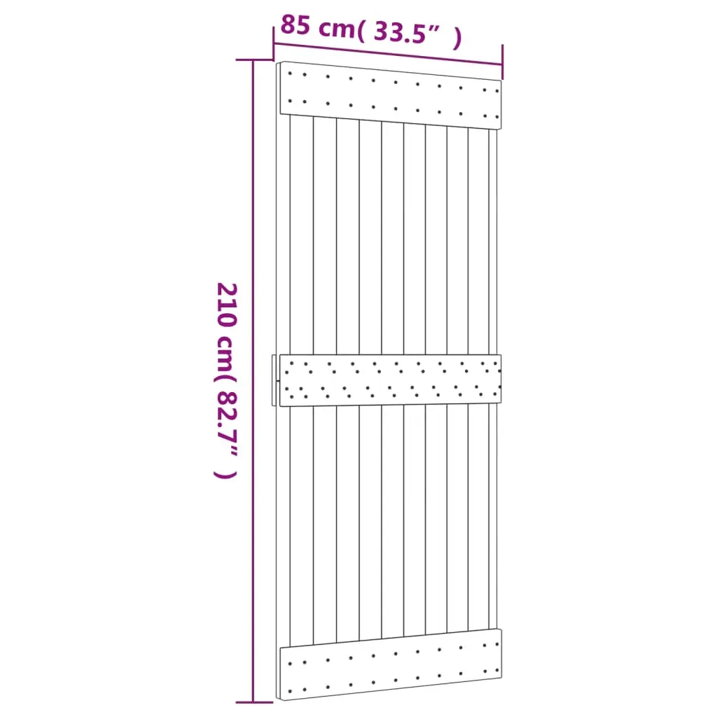 Sliding Door with Hardware Set 85x210 cm Solid Wood Pine Price