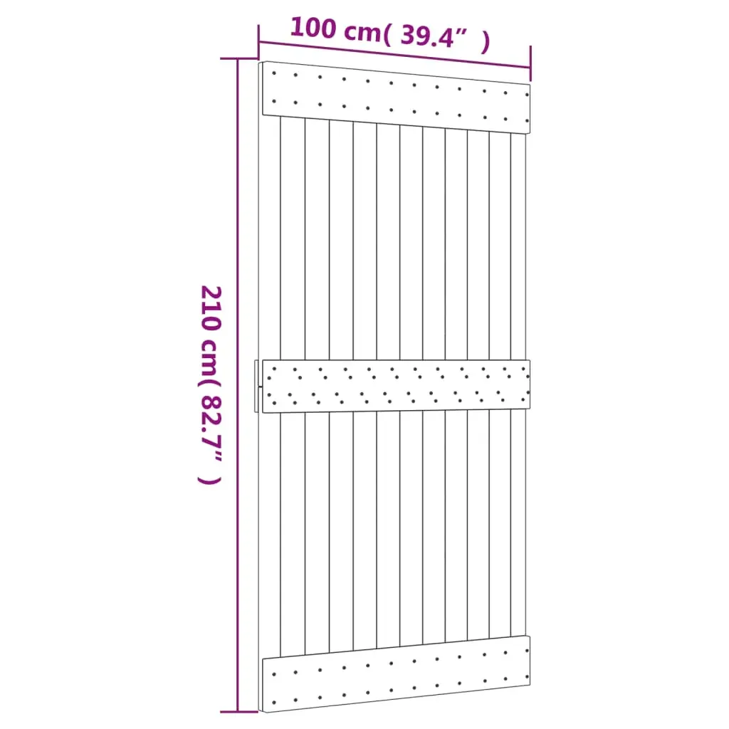 Sliding Door with Hardware Set 100x210 cm Solid Wood Pine Price