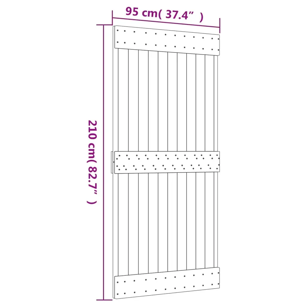 Sliding Door with Hardware Set 95x210 cm Solid Wood Pine Price