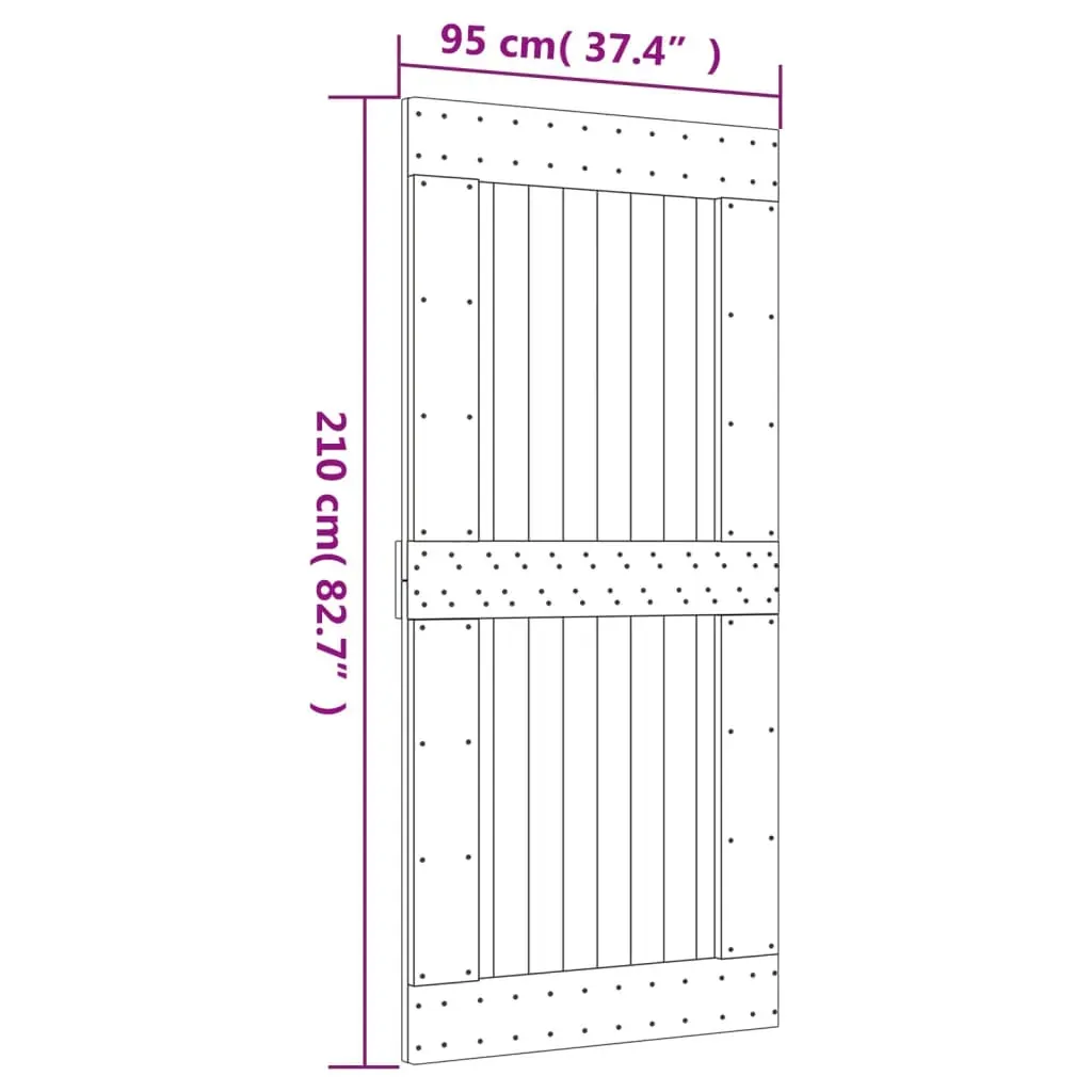 Sliding Door with Hardware Set 95x210 cm Solid Wood Pine Price