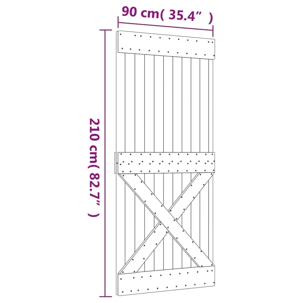 Sliding Door with Hardware Set 90x210 cm Solid Wood Pine Price