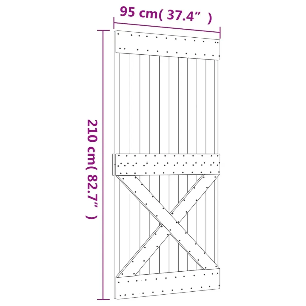 Sliding Door with Hardware Set 95x210 cm Solid Wood Pine Price