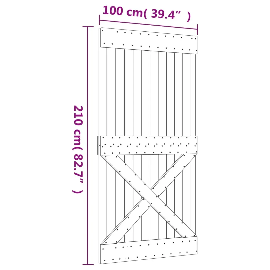 Sliding Door with Hardware Set 100x210 cm Solid Wood Pine Price