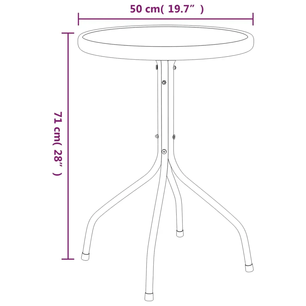 3 Piece Garden Dining Set Black Steel Price