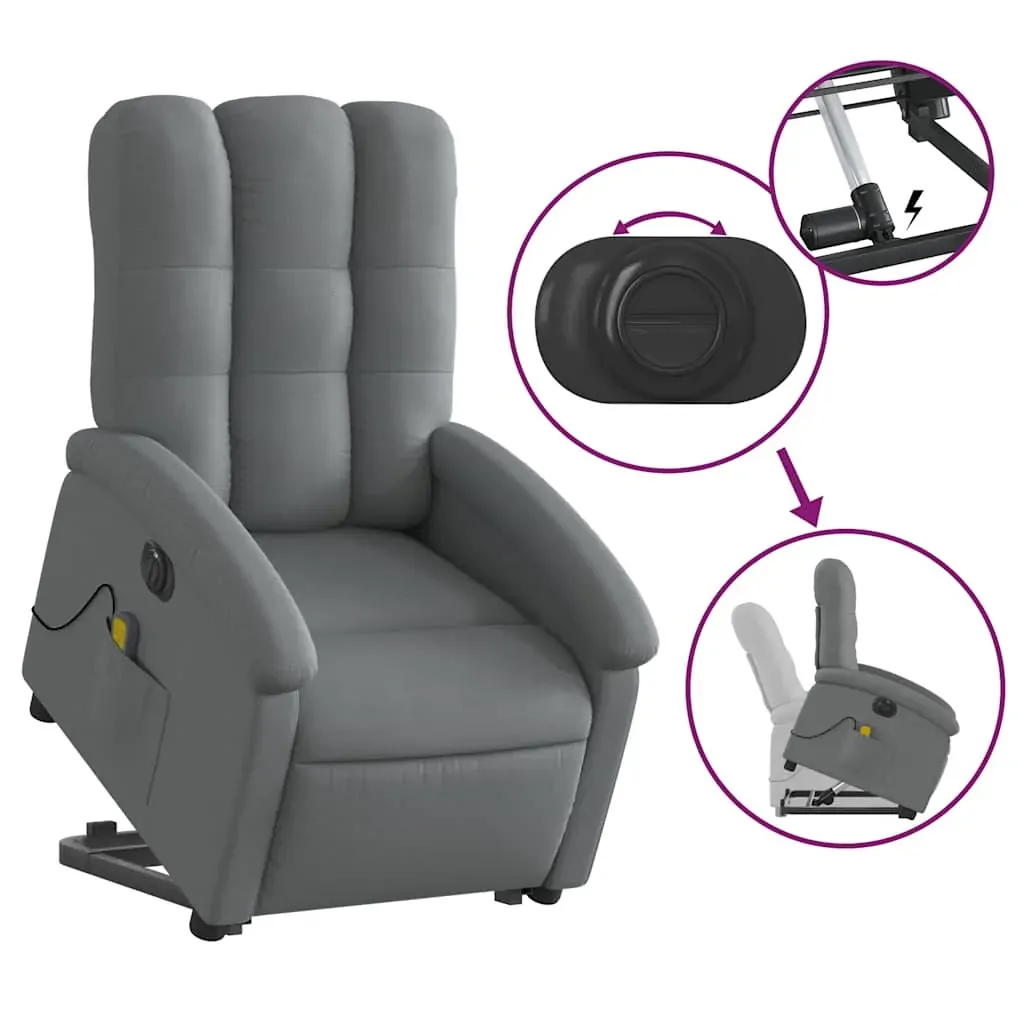 Electric Stand up Massage Recliner Chair Dark Grey Fabric Price