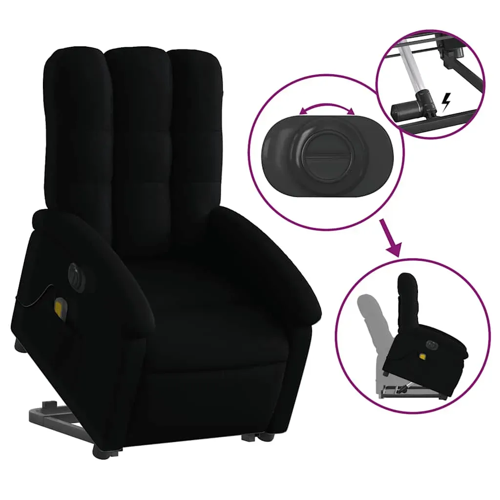 Electric Stand up Massage Recliner Chair Black Fabric Price
