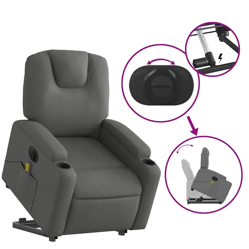 Electric Stand up Massage Recliner Chair Dark Grey Fabric Price