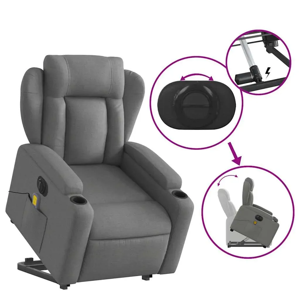 Electric Stand up Massage Recliner Chair Dark Grey Fabric Price