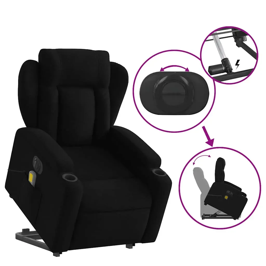 Electric Stand up Massage Recliner Chair Black Fabric Price