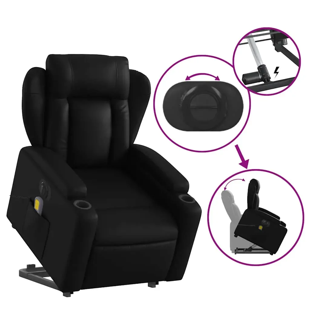 Electric Stand up Massage Recliner Chair Black Faux Leather Price