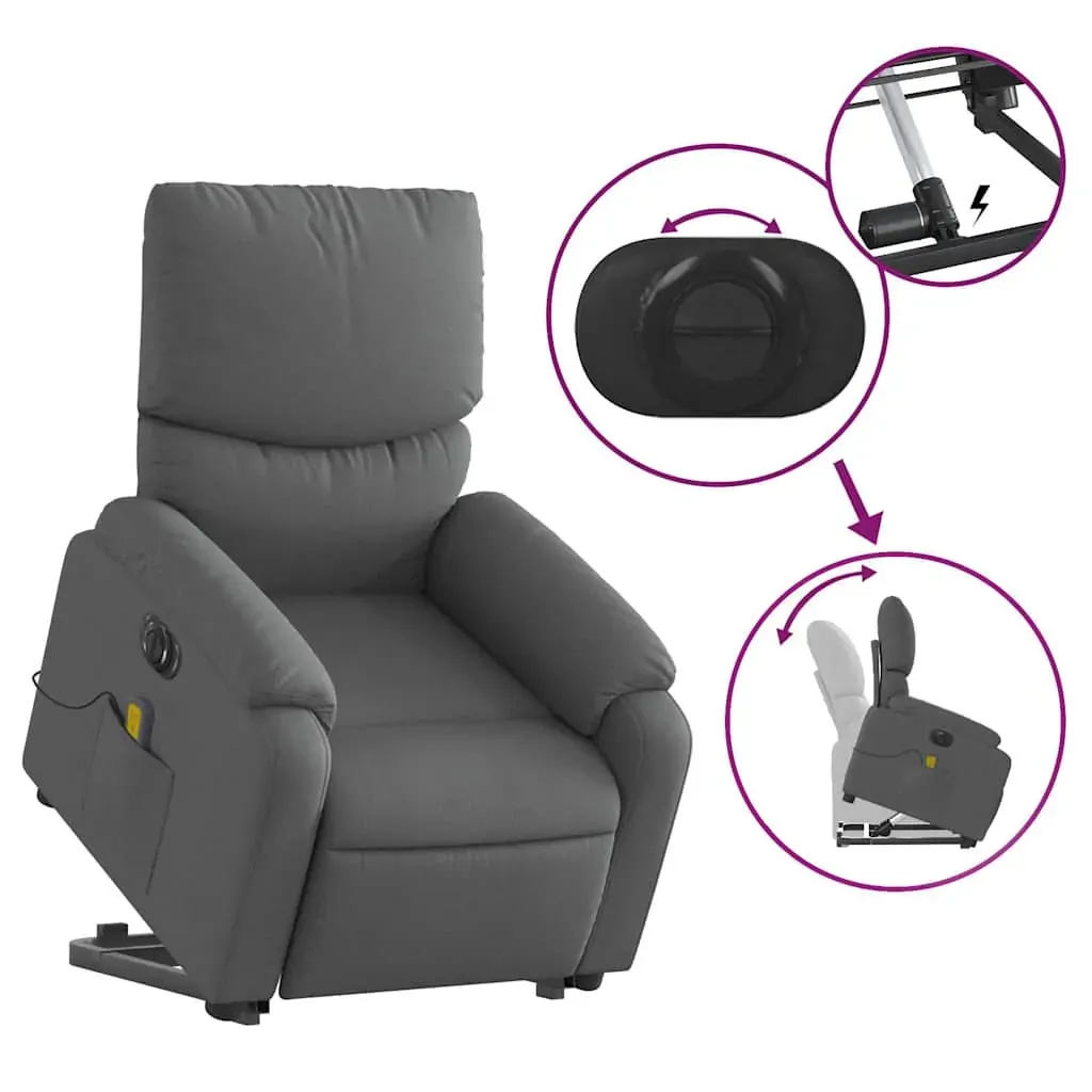 Electric Stand up Massage Recliner Chair Dark Grey Fabric Price
